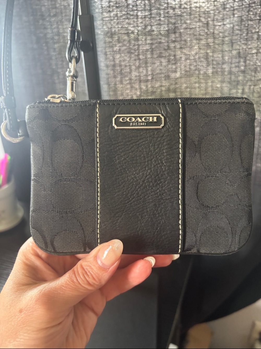 Coach Black Signature Canvas Crossbody Wristlet - Picture 3 of 14